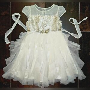Size 5 Jona Michelle Lace Ruffle Sparkle Dress